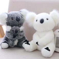 호주 동물 코알라 인형 박제 코알라 베어 플러시 장난감 부드러운 인형 엄마 잡아 어린이 코알라 장난감 고품질 키즈 완구봉제인형 문어인형 강아지인형 애착인형, 28cm 엄마와 아기, 화이트