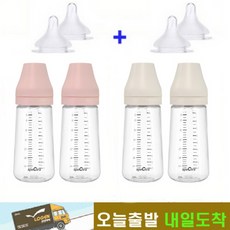 [오늘발송]스펙트라 올뉴와이드 PA젖병노꼭지(260mm-4개입)+올뉴젖꼭지(4개입), L꼭지(5~7개월), 크림(핑크+아이보리)