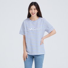 클라비스 여성용 스트라이프 싱글 레터티셔츠