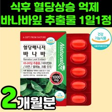 혈당 건강 부모님 영양제 바나바 잎 바나바나 바나나 리프 코로솔산 코르솔산 추출물 영양제 당질 컷팅제 개선 보조제 식후 낮추는 할아버지 생신 선물 60대 남성 어르신 50대 여자, 1박스(2개월분)