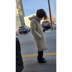 후드 경량 오리털 롱패딩