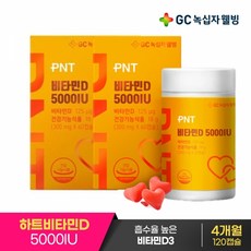5000IU 고함량 GC녹십자웰빙 PNT 비타민D 뼈건강 츄어블비타민 하트비타민 60캡슐x2박스 4개월분, 단품, 단품