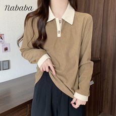 나바바 NT398 여성 캐주얼 배색 카라 티셔츠