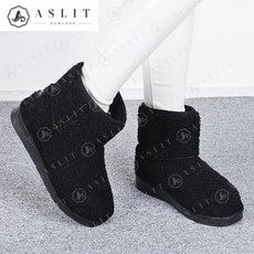 애슬릿 애슬릿 뽀글이 여성 안감 퍼 털 통굽 앵클 부츠 3cm