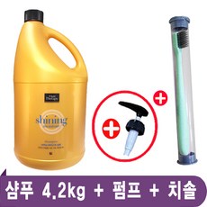 미쟝센 헤어테라피 샤이닝 모이스처 샴푸 4.2kg + 펌프+ 미세모치솔(통케이스) 1개 증정 대용량샴푸