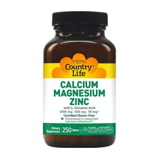 Country Life Vitamins 칼슘 1000 mg 마그네슘 500 mg 아연 50 mg with L-글루타민산 100 mg 타블렛, 250개입, 1개