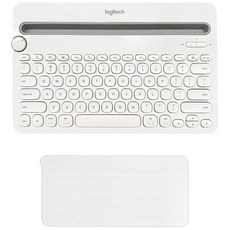 로지텍 K480 Bluetooth 멀티 디바이스 무선 키보드 + 한글 키스킨 세트, Y-R0049(키보드), 텐키리스, 화이트