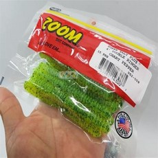 ZOOM 줌 4인치 더블링거 15P 소프트루어 배스웜 루어, 052-371 Green Pumpkin Flash, 8g