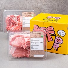 도뜰 무항생제 인증 듀록 눈꽃 목심 500g + 뼈 등심 600g 간편 선물세트 (냉장), 1세트