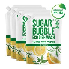 슈가버블 친환경 주방세제 레몬버베나 리필1.2L, 4개, 1.2L