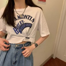 비바로드 데일리 여성 크롭 반팔 티셔츠