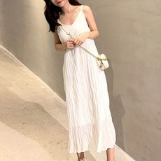 신스엔스 여성 쉬폰 나시 롱 브이넥 원피스 데일리
