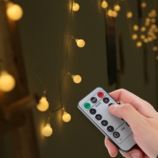 코멧 리모컨 건전지 앵두전구 줄조명 50구, 화이트 + 건전지 포하