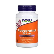 Now Foods 나우 푸드 레스베라트롤 200 mg 60 식물성 캡슐, 60정, 1개