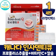 캐나다 인사덴티큐 120정 프로폴리스 추출물 칼슘 비타민C 치아 건강 도움 영양제 대용량, 1개, 120정+알약케이스증정