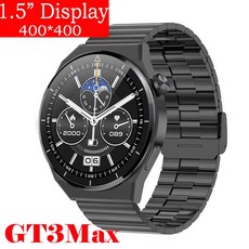 화웨이 Xiaomi GT3 Max 스마트 워치 남자 안드로이드 블루투스 통화 IP68 방수 혈압 심박수 피트니스 트래커, Black Steel Zu