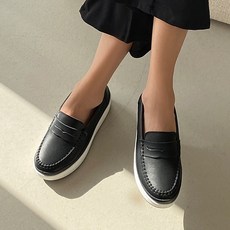러블리슈즈 가죽 통굽 슬립온 4cm