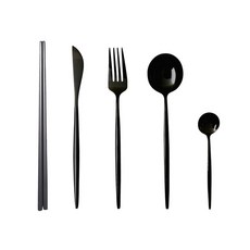 verico 루아 커트러리 2인 세트 가볍고 데일리로 사용하는 노르딕스타일 커트러리 10P, 블랙