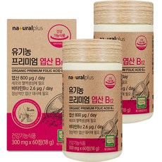 내츄럴플러스 유기농 프리미엄 엽산 B12 18g, 60정, 2개