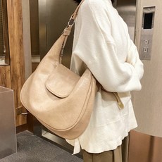 엘엘마켓 여성용 심플 빈티지 대용량 인조가죽 숄더백