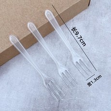 일회용 스몰포크 3치 시식포크 투명 케이크포크 디저트 과일 미트포크 10팩, 01 3치아투명소포크100만1가방