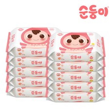 순둥이 베이직 무향 엠보싱 유아물티슈 플러스 리필형, 10팩