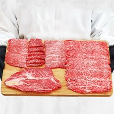 우마왕 한우 1++ 투뿔 5인분 특수부위 등심 모듬 구이용 소고기 세트 800g, 아롱+프리미엄(아롱+등심+채끝+부채)800g