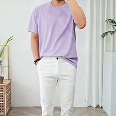 더클래식 남성용 30수 면 기본 라운드 무지 반팔 티셔츠