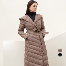 ELLE PARIS 여성 경량 덕다운 후드 코트