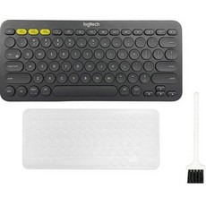 로지텍 K380 멀티 디바이스 블루투스 키보드 + 한글 키스킨 + 청소솔, 일반형, 블랙(키보드), Y-R0056