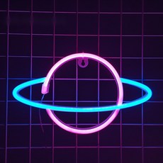 마켓피아 LED 인테리어 네온 무드등, 03 행성 핑크 블루