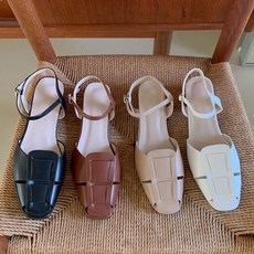 슈니슈 노엘리 슬림 사각코 꼬임 버클스트랩 로우굽 슬링백 3cm 4colors