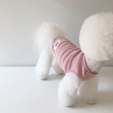 매그독 강아지 루피 스트라이프 민소매 티셔츠, 레드