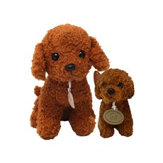 기프트앤돌 진짜같은 리얼 토이푸들인형 애착 동물 강아지인형, 브라운 가방고리13cm & 중형인형 25cm