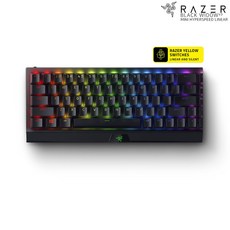RAZER 레이저 블랙위도우 V3 미니 하이퍼스피드 리니어 KR 한글 자판 무선 옐로우축 게이밍 키보드 국내AS