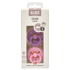 빕스 컬러 고무 쪽쪽이 2종 세트, 2단계(6~18개월), 라벤더+베이비핑크