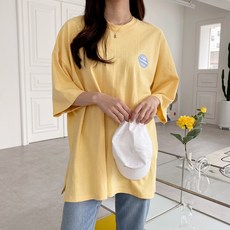 여성용 박시 나염 반팔 티셔츠 T9453K24