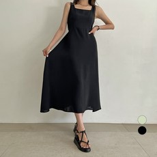 세컨그라운드 여성용 플레어 나시 롱 원피스