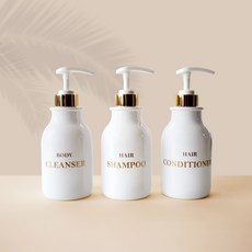 홈스토킹 욕실 디스펜서 골드&실버500ml, 1. 화이트 골드 500ml, 1. 볼드폰트, 1. SHAMPOO