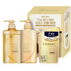 츠바키 프리미엄 볼륨 & 리페어 샴푸 컨디셔너 2종 세트(샴푸 리필 330ml ), 샴푸490ml+컨디셔너490ml+샴푸리필330ml