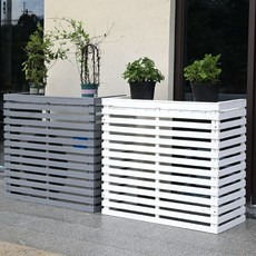 원목 에어컨 실외기 바람막이 커버 덮개 햇빛가리개 가림막, 길이 85 X 너비 35 X 높이 80cm, 브라운(전면커버)