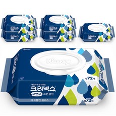 크리넥스 수앤수 코튼클린 플러스 물티슈 캡형, 6팩, 72매