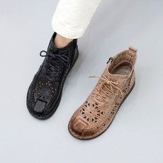 슈즈앤클럽 (천연소가죽)바람솔솔 착화감좋은 여성수제화 펀칭 앵클부츠