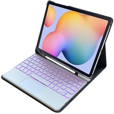 갤럭시탭S7 FE 탭S7 플러스 갤럭시탭S7 11 탭S6 라이트LED 백라이트 터치패드 블루투스키보드케이스, 갤럭시탭 S7 플라스, LED터치패드키보드케이스, 검정
