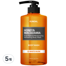 쿤달 퓨어 바디워시 화이트머스크향, 1058ml, 5개