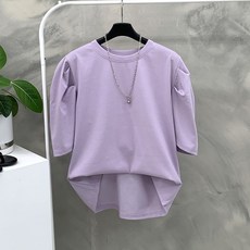행복여 젤리 셔링 퍼프 소매 반팔 티셔츠