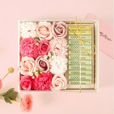 뷰티풀데코센스 용돈박스 + 감사편지봉투 + 머니캡 12p + 보자기 + 고급태슬 + 쇼핑백 세트, 핑크