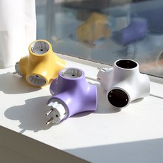아이정 Y자형 3구 디자인 컬러 멀티탭, 옐로우