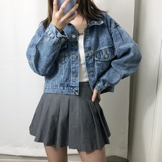 수피 숏 데님 크롭 청자켓