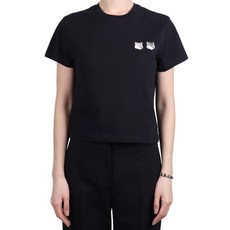 MAISON KITSUNE [명품]메종키츠네 22FW 여성 더블 폭스헤드 반팔티 블랙 J..
